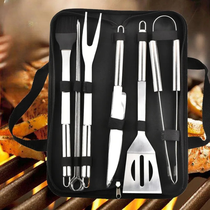 Stainless Steel BBQ Tool Set – 6-8 Piece Grill Kit BBQ Grill Tool Set Axl