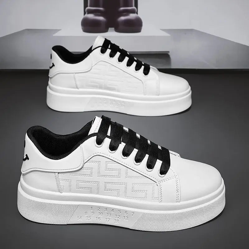 Men's Platform Sneakers – Lace-Up Leather Casual Skateboard Shoes Men's Casual Sneakers Axl