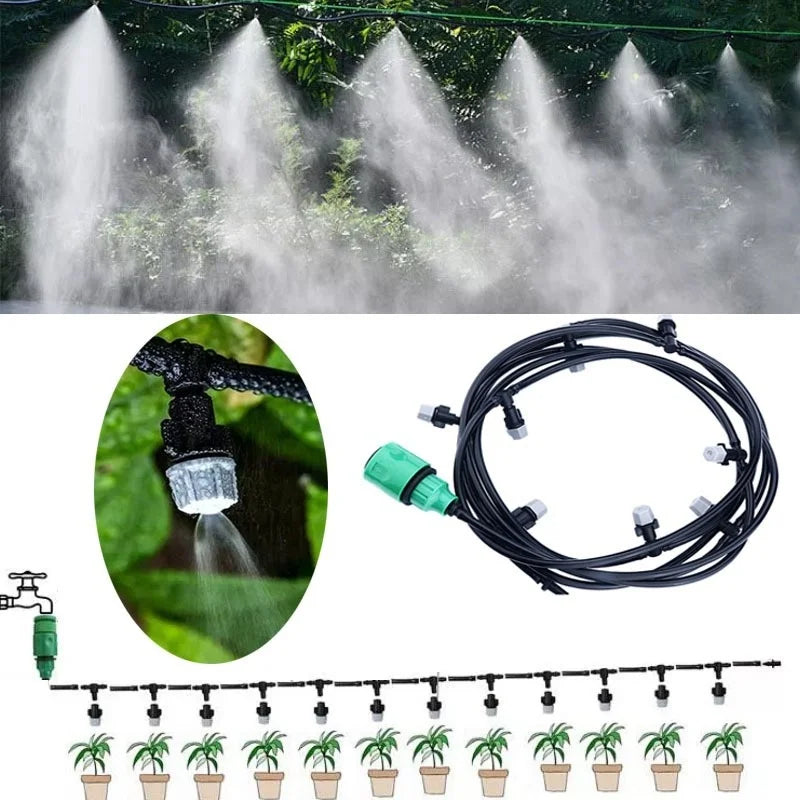 10M Garden Misting System – 10 Adjustable Sprinkler Nozzles Drip Irrigation Kit Axl