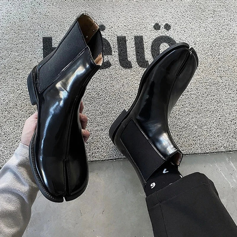 Women's Split Toe Tabi Chelsea Boots – Patent Leather Ankle Boot Tabi Ankle Boots Axl