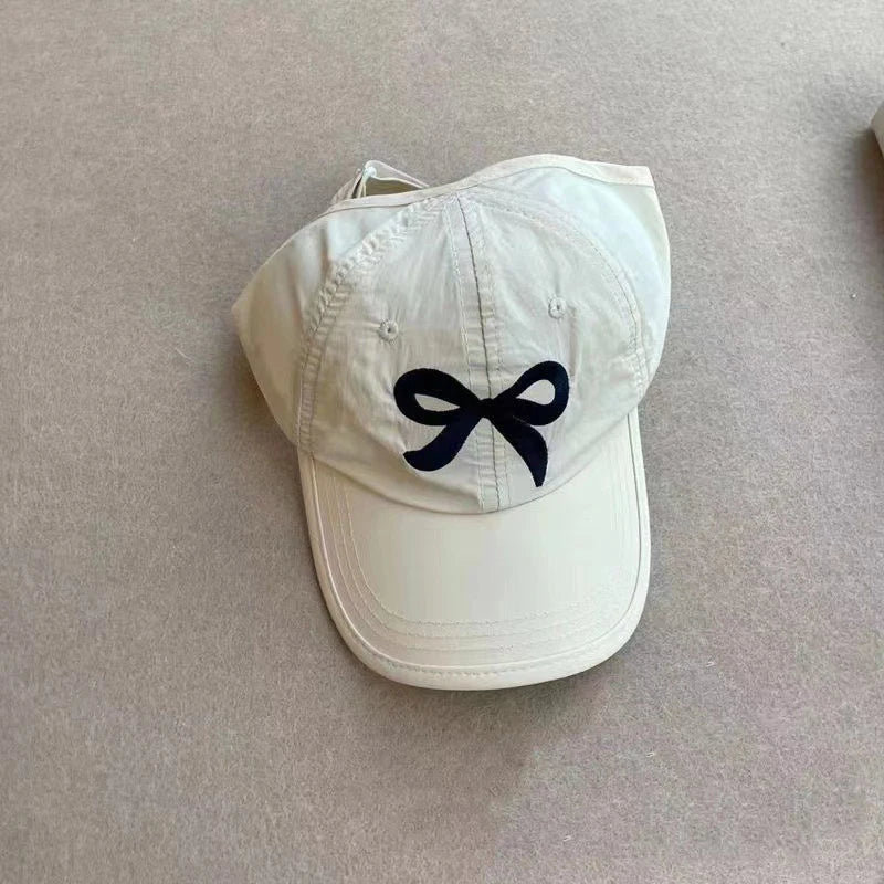 Kids Summer Sun Visor Cap – Bow Ponytail Baseball Hat Ages 2–8 Kids Sun Visor Cap Axl Beige