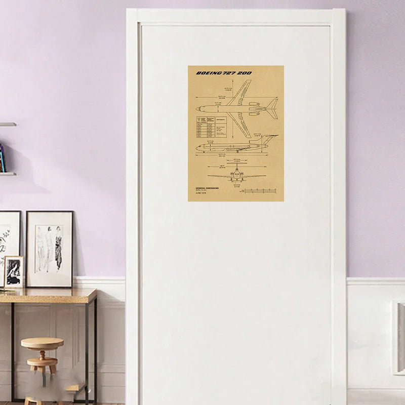 Aircraft Structure Vintage Poster – Boeing Diagram Kraft Paper Vintage Wall Poster Axl