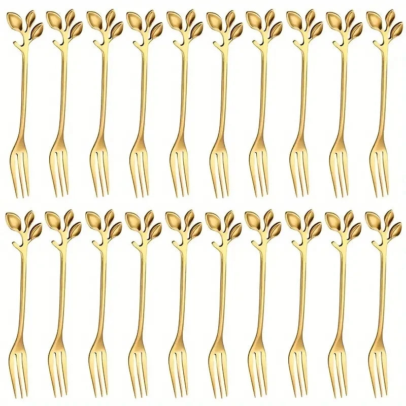 20-Pc Gold Stainless Steel Mini Fruit & Dessert Forks Set Mini Dessert Forks Axl 20PCS