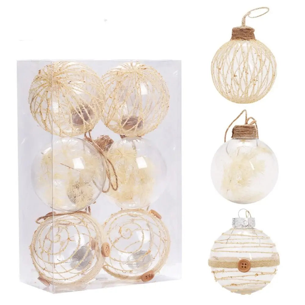 6-Pack Transparent Christmas Ball Ornaments – 8cm Tree Decor Christmas Ornament Set Axl A