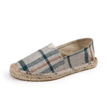Men's Linen Canvas Slip-On Loafers – Breathable Casual Flats Canvas Slip-On Loafers Axl Beige-blue 43