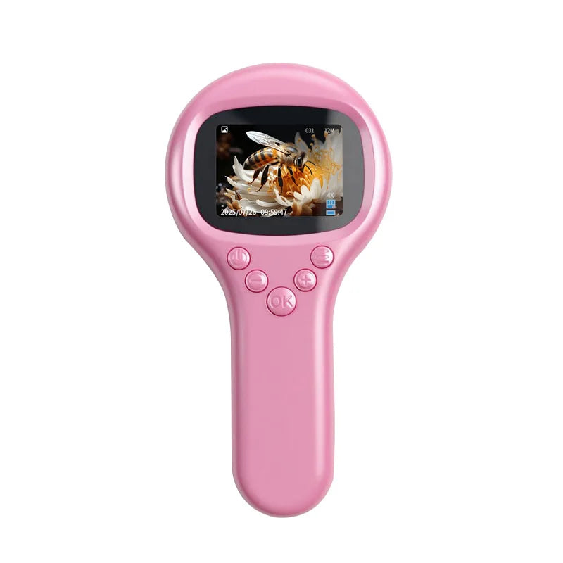 Mini Pocket Microscope 500X – Handheld STEM Toy for Kids Kids Science Microscope Axl Pink