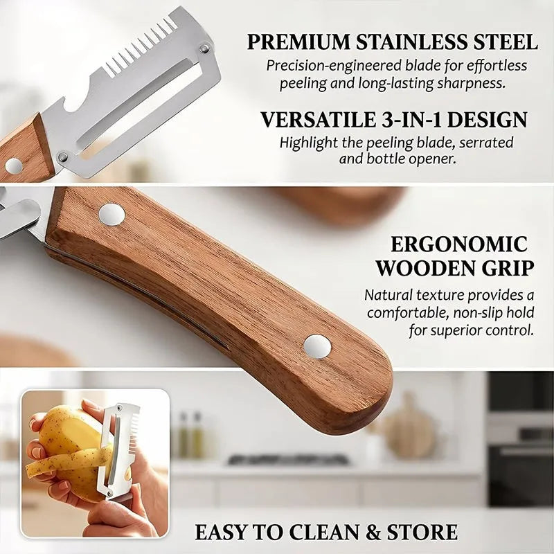 Stainless Steel Vegetable Peeler with Wooden Handle Vegetable Peeler Axl