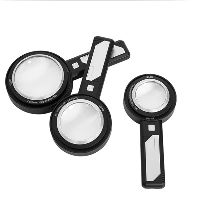 Illuminated Magnifying Glass 5X 10X 15X – 6 LED & UV Lights Illuminated Magnifier Axl