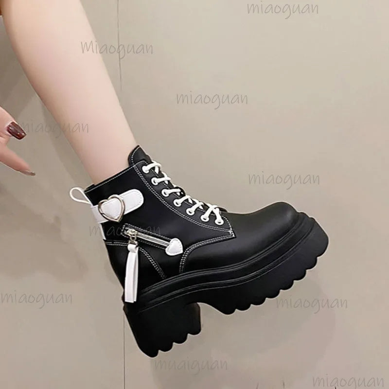 Women's Platform Ankle Boots Chunky Heel Lace-Up | Sizes 5–11 Platform Ankle Boots Axl
