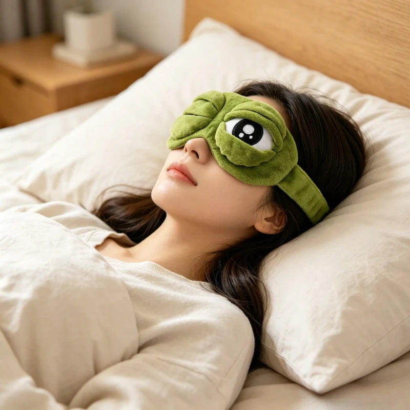 3D Frog Plush Sleep Mask with Ice Pack – Cartoon Eye Mask Plush Sleep Mask Axl