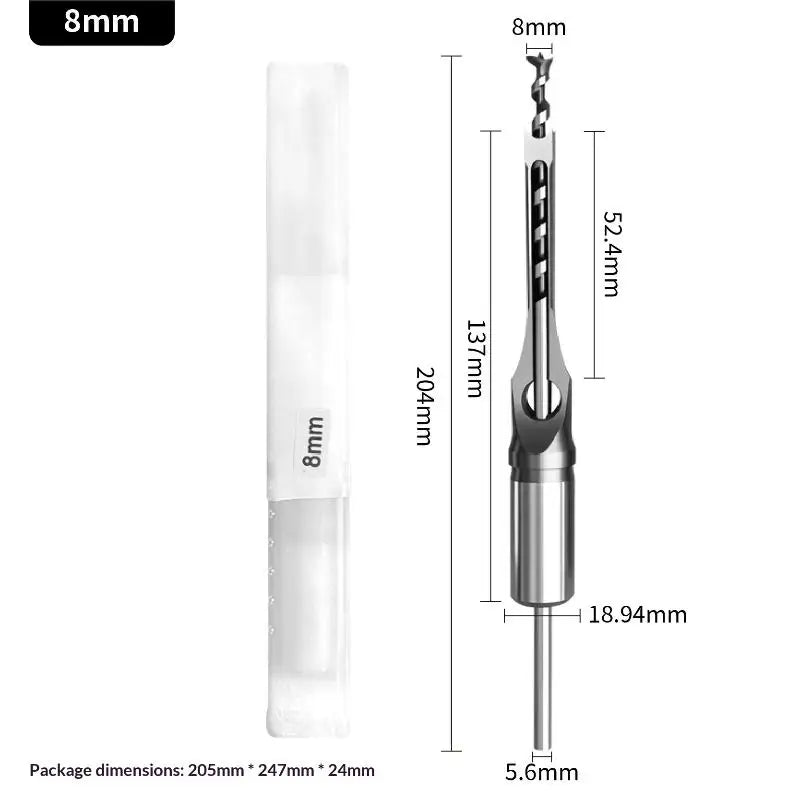 Square Hole Drill Bits Mortising Chisel Adapter | 4 Sizes Mortising Drill Bit Set Axl 8mm