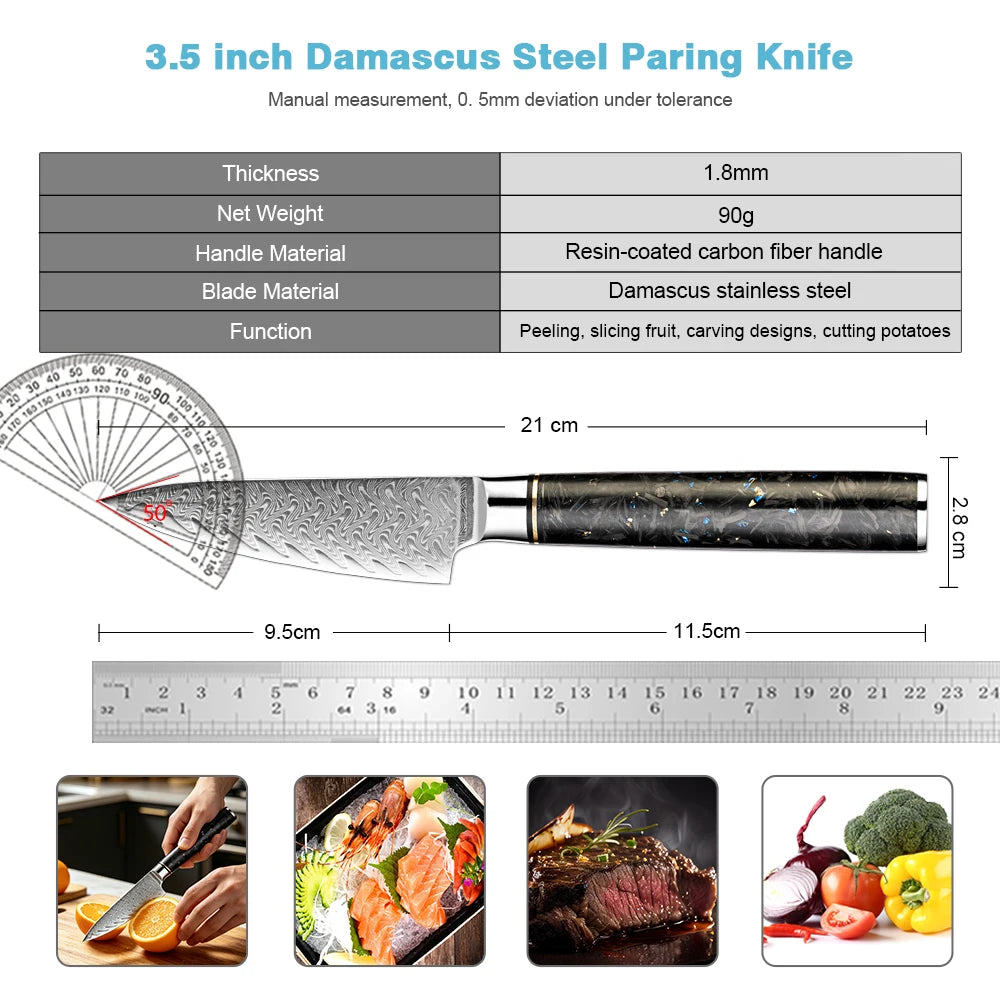 XITUO 3.5" Damascus Steel Paring Knife | Sharp & Ergonomic Paring Knife Axl