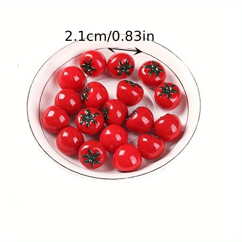 10 Pcs Mini Resin Tomato Ornaments – DIY Jewelry & Craft Supply Craft Embellishments Axl