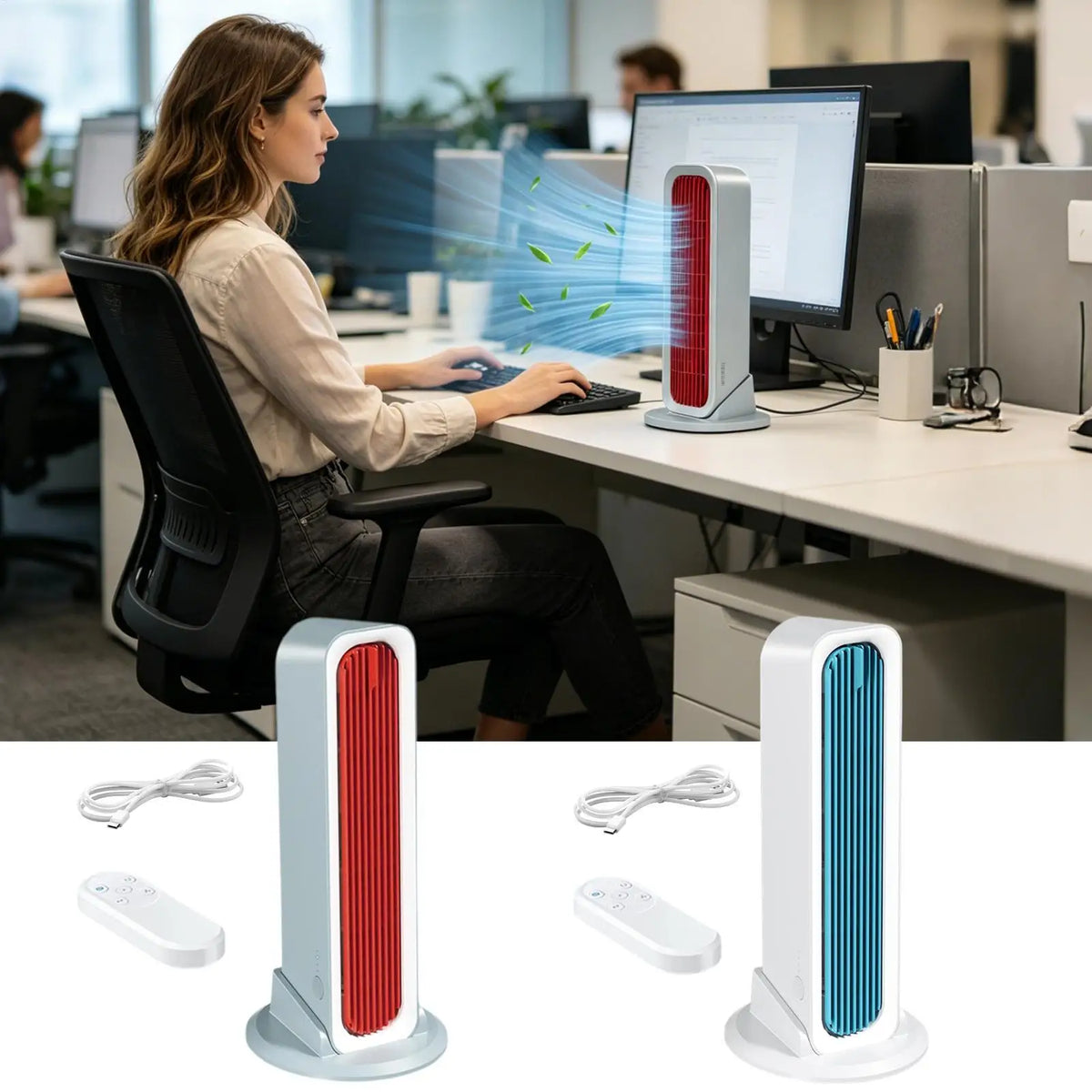Bladeless Tower Fan 3 Modes Remote Control 4000mAh Battery Bladeless Tower Fan Axl