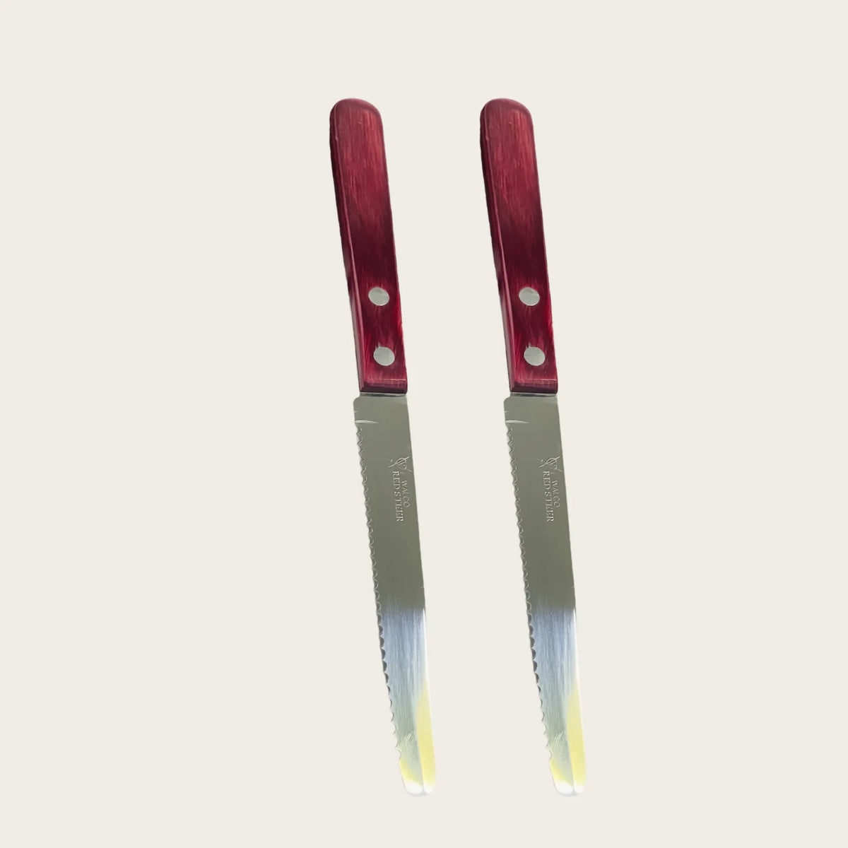 Stainless Steel Steak Knife – Red Polywood Handle | Dishwasher Safe Steak Knife Axl 2 Pc