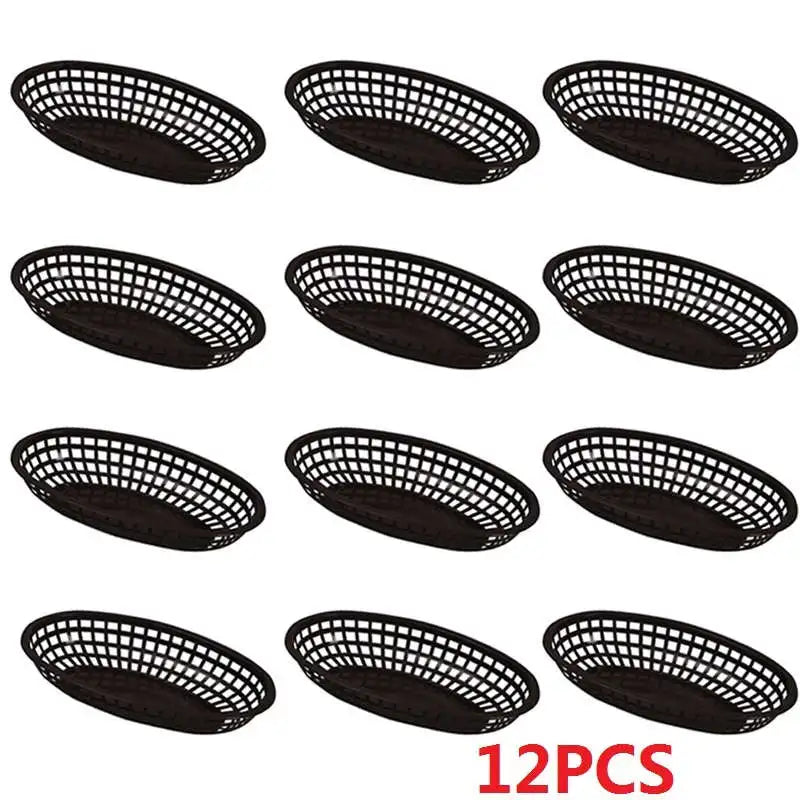 Oval Plastic Food Serving Baskets 6–12 Pcs | Burgers & Fries Food Serving Basket Axl 12pcs black