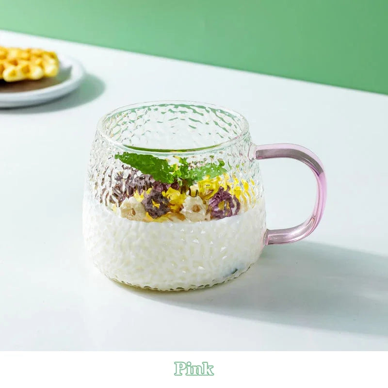 KEMORELA 400ml Hammer Pattern Glass Cup – Coffee & Tea Mug Glass Coffee Mug Axl Powder 301-400ml