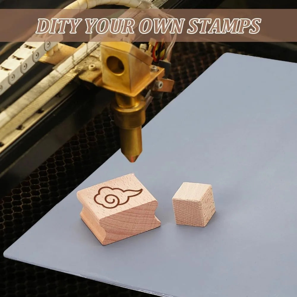 20-Pc Blank Rubber Stamp Set – Beechwood Mounts & Engraving Sheet Stamp Making Kit Axl