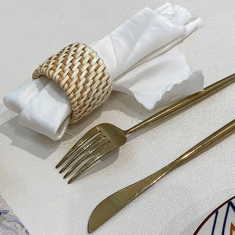 Handmade Rattan Napkin Rings | Rustic Woven Table Decor Rattan Napkin Rings Axl