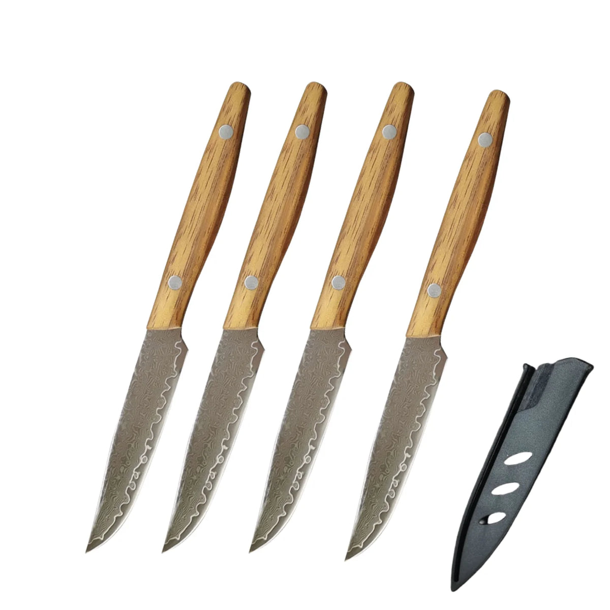 4-Inch Damascus Steel Paring Knife with Wood Handle & Cover Damascus Paring Knife Axl 4 Pcs