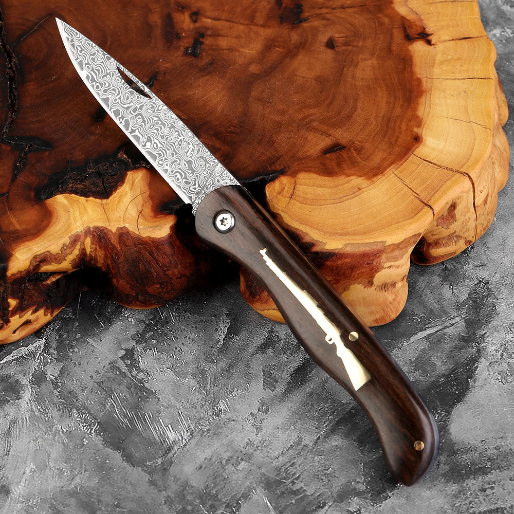 Damascus VG10 Folding Pocket Knife – Wooden Handle | Xituo Folding Pocket Knife Axl