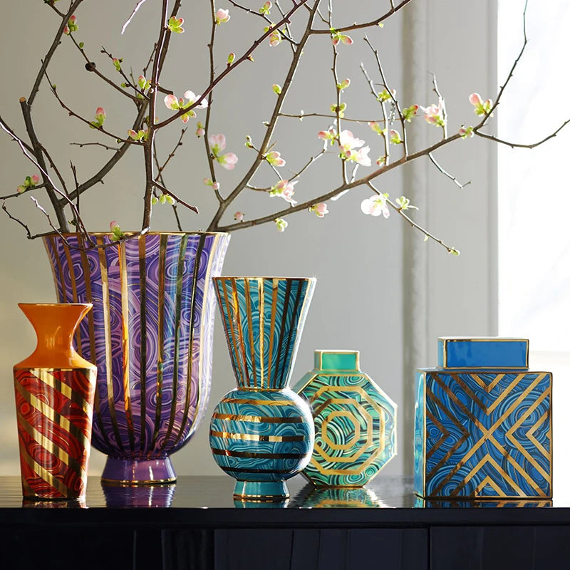 Luxury Gold Ceramic Flower Vase – Large Tall Nordic Décor Decorative Ceramic Vase Axl