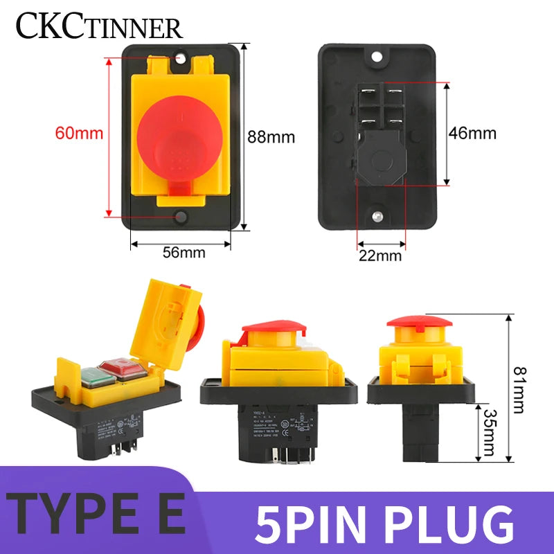YH02A IP55 Electromagnetic Push Button Safety Switch – KLD28A KJD17A Push Button Switch Axl TYPE-E 5PIN PLUG 110 V