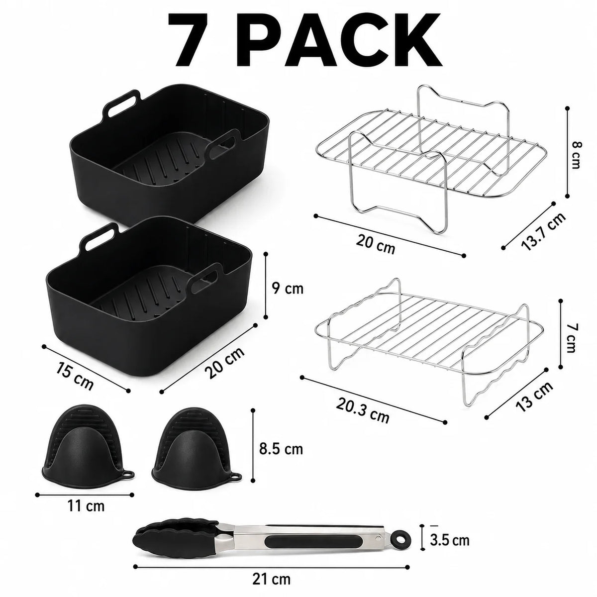 Air Fryer Accessories Set – Silicone Liners, Racks & Baking Tools Air Fryer Accessory Set Axl 7 PACK