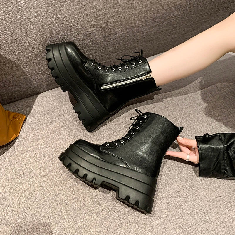 Women's Punk Gothic Platform Ankle Boots – Side Zip, Thick Sole Women's Ankle Boots Axl