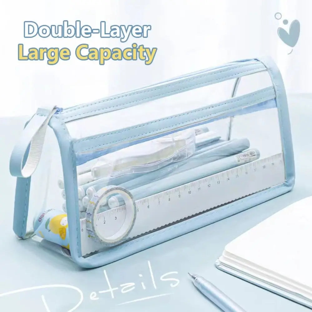 Double-Layer Transparent Waterproof Pencil Case | Large Capacity Pencil Case Axl