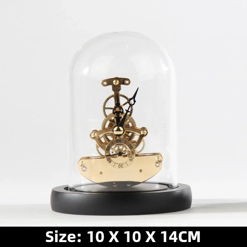Luxury Mechanic Metal Desk Clock | Nordic Geometric Decor Decorative Desk Clock Axl Small Size-Golden