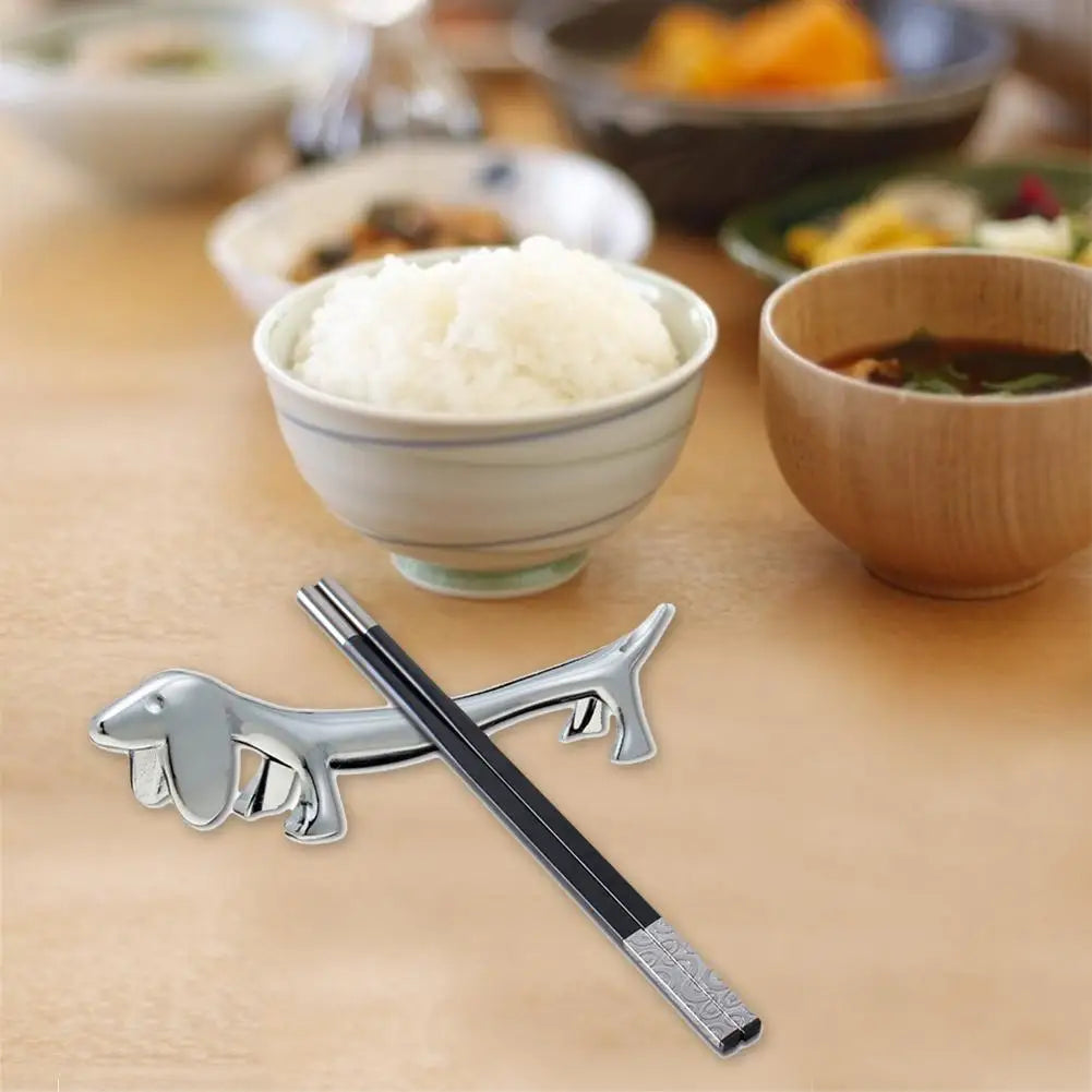 Dog-Shaped Stainless Steel Chopstick & Utensil Rest Utensil Rest Axl