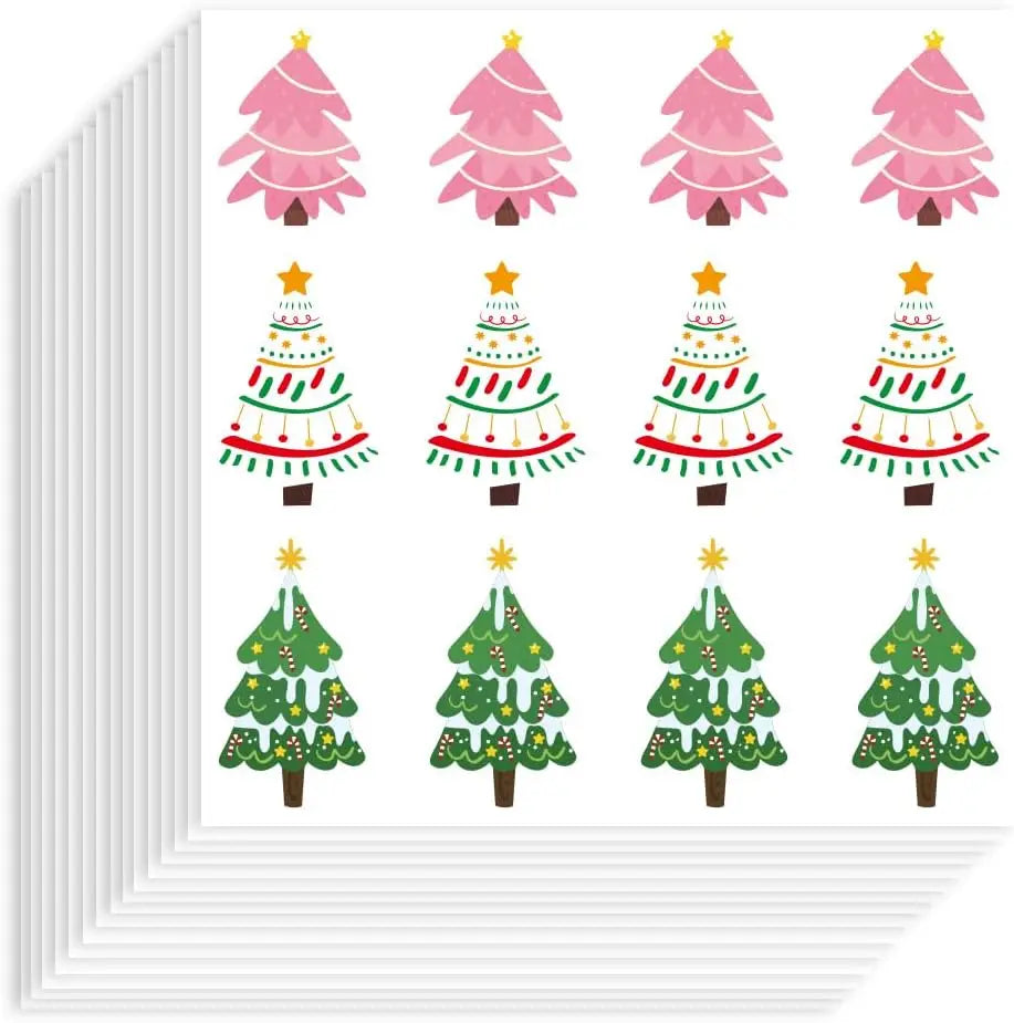 Boho Christmas Tree Stickers – 240 Self-Adhesive Holiday Labels Decorative Stickers Axl AECH04-17947