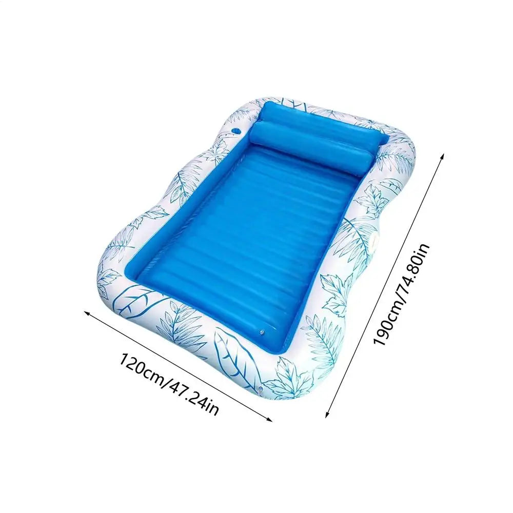 Inflatable Tanning Pool Sunbathing Float Bed with Pillow Inflatable Pool Float Axl Blue Small