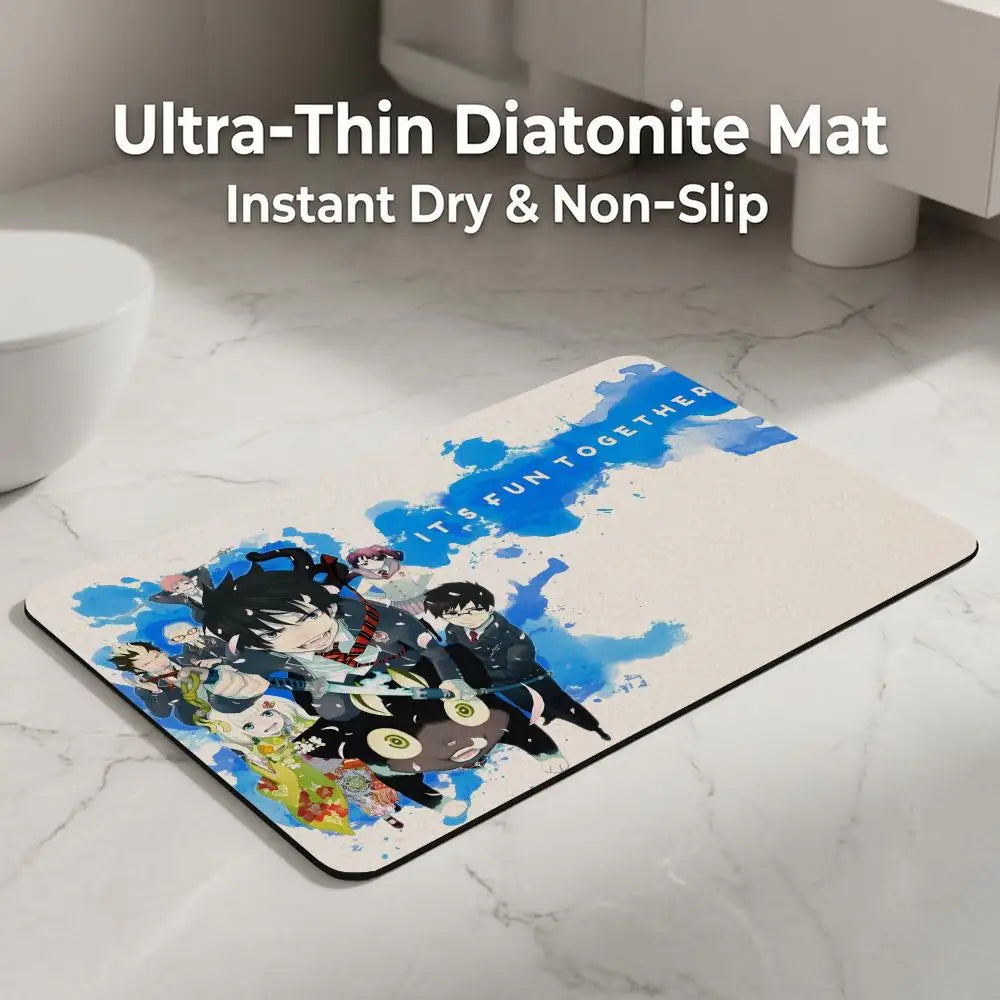 Blue Exorcist Anime Diatomite Bath Mat – Quick Dry Non-Slip Anime Bath Mat Axl