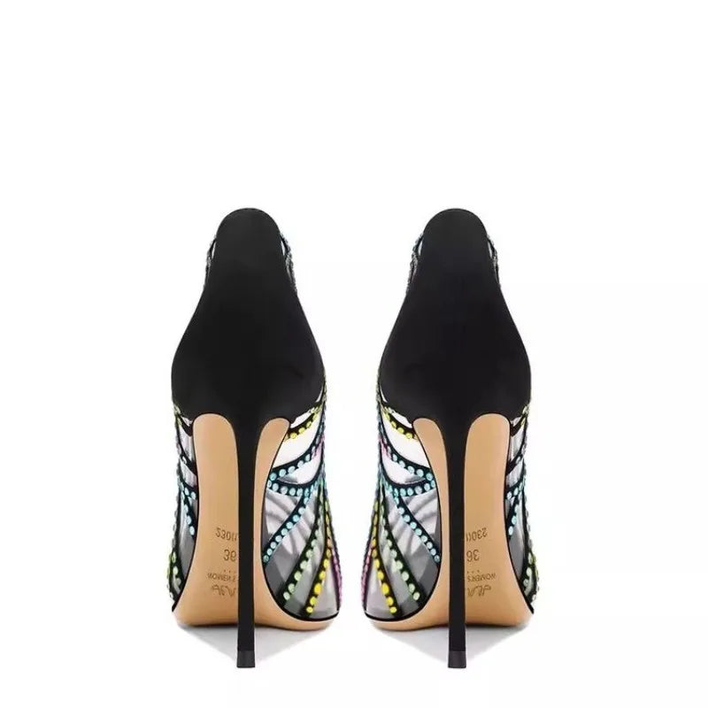 Women's Rhinestone Stiletto Pump Sandals – Pointed Toe Heels Stiletto Pump Sandals Axl