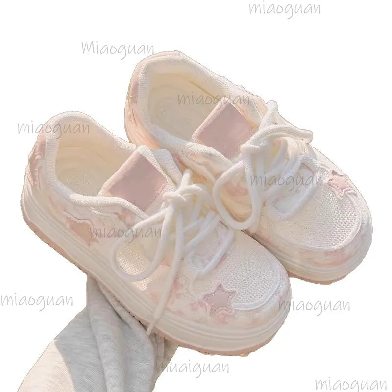 Women's Breathable Mesh Platform Sneakers – Thick Heel Lace-Up Platform Sneakers Axl