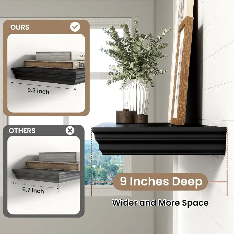Wooden Double-Tier Wall Storage Rack – Minimalist Home Organizer Wall Storage Rack Axl