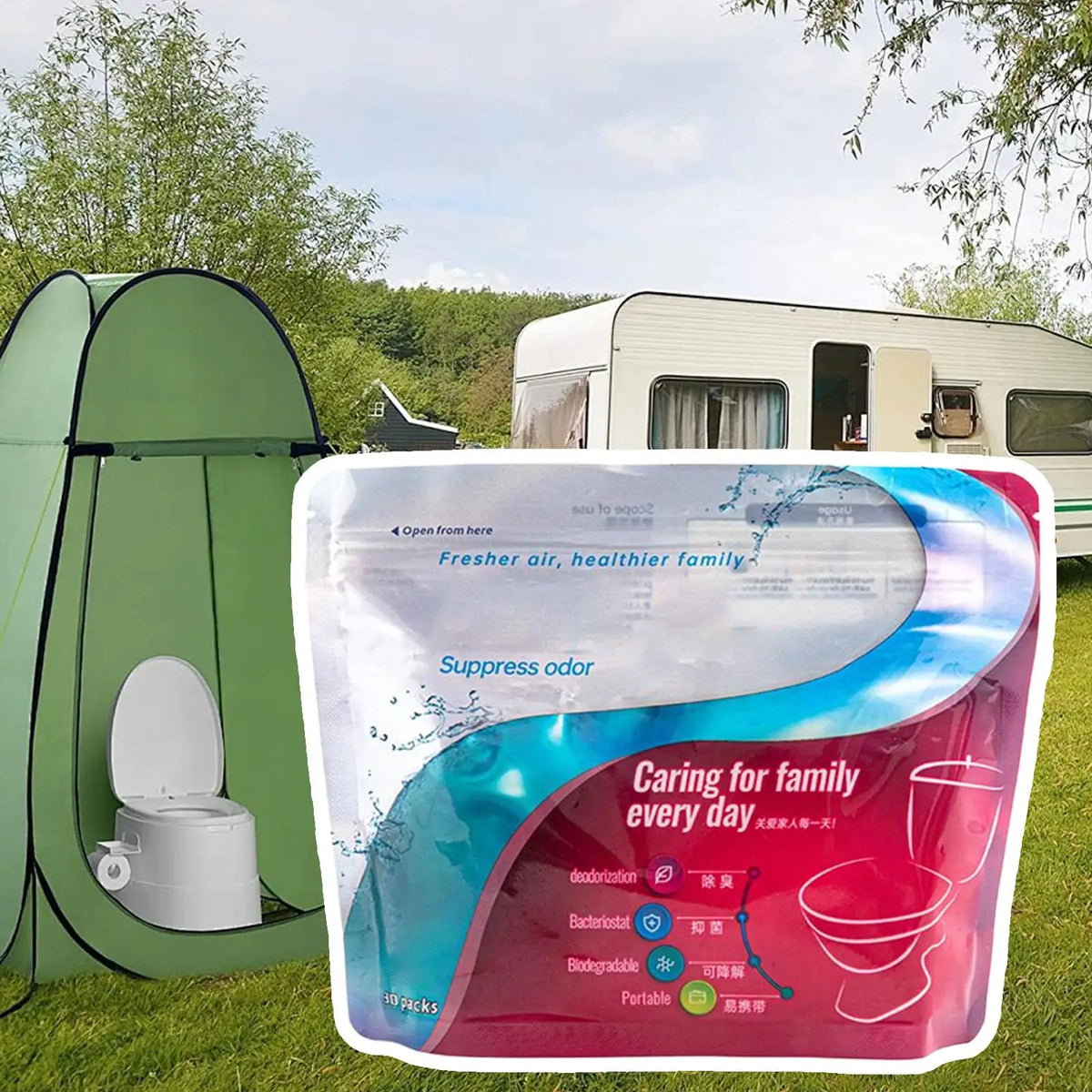 30-Pack Portable Toilet Powder – Liquid Solidifier & Odor Neutralizer Portable Toilet Powder Axl