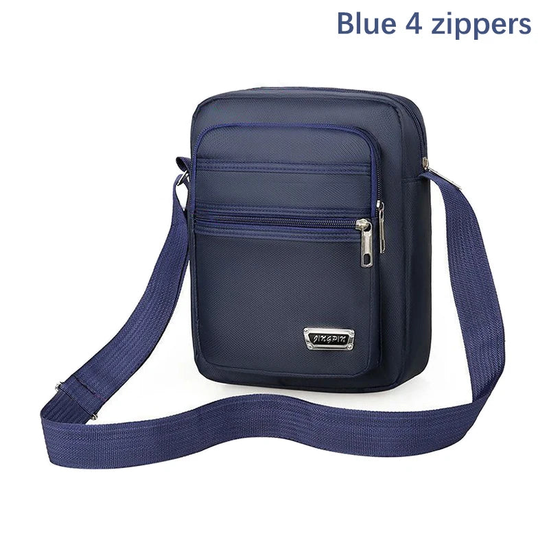Waterproof Nylon Crossbody Sling Bag for Men – Lightweight Crossbody Sling Bag Axl Blue 4 zippers