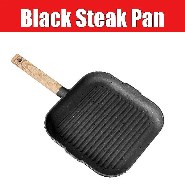 3-in-1 Non-Stick Divided Breakfast Frying Pan | Aluminum Alloy Divided Frying Pan Axl Black Steak Pan 27cm