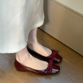 Women's Bow Flat Shoes – Elegant Korean Slip-On Flats Women's Flat Shoes Axl 36 wine red