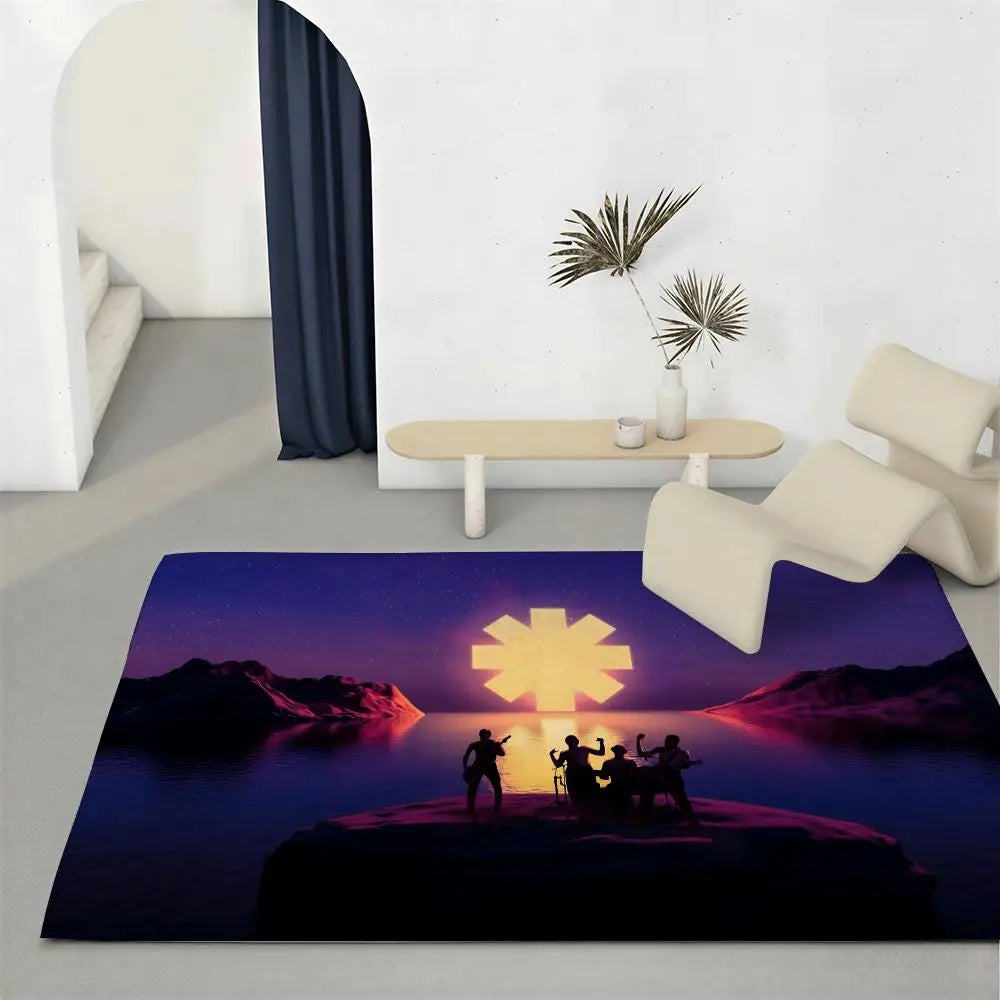 Rock Band Flannel Floor Mat – Soft Non-Slip Indoor Area Rug Indoor Area Rug Axl White3 80x120cm