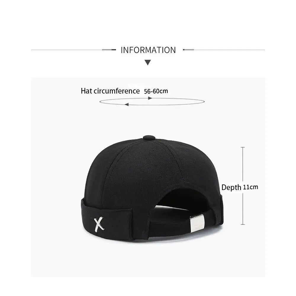 Vintage Washed Cotton Brimless Docker Cap – Unisex Dome Hat Brimless Docker Cap Axl