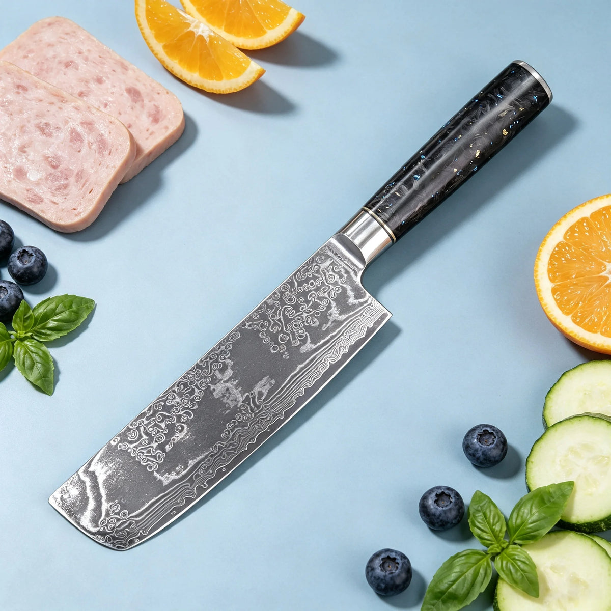 67-Layer Damascus Steel Nakiri Knife – Sharp Chef's Cleaver Damascus Kitchen Knife Axl
