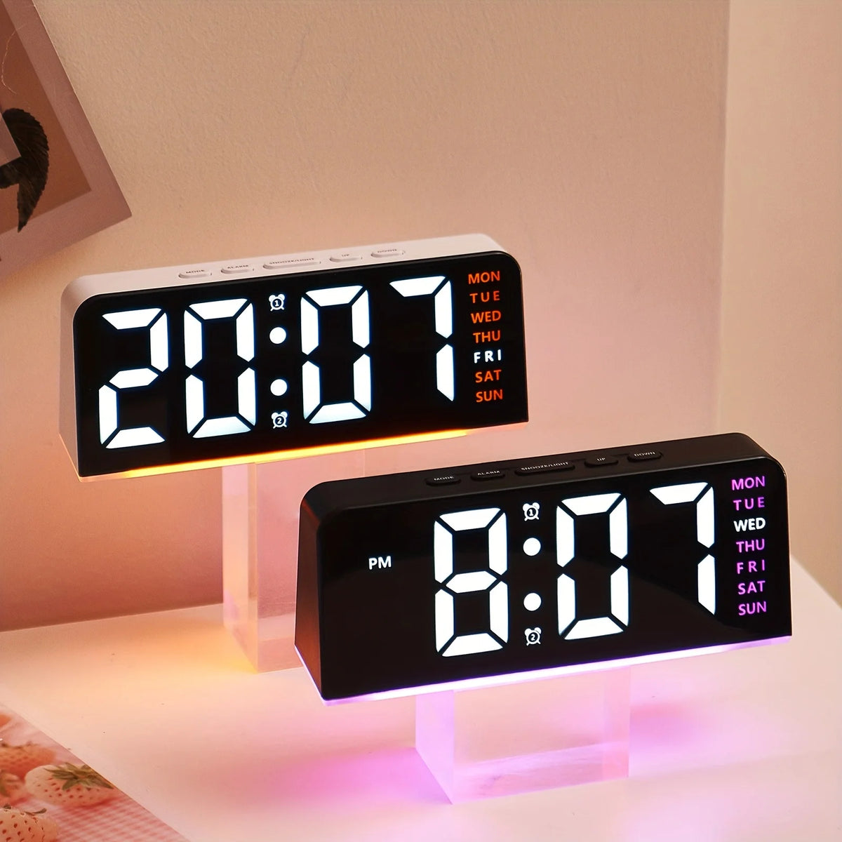 7" LED Digital Alarm Clock – Dual Alarm, Temp & Night Light LED Alarm Clock Axl