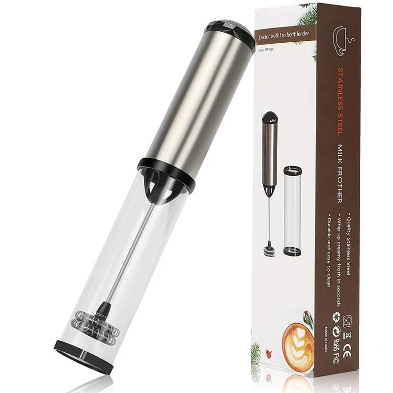 BALASHOV Handheld Electric Milk Frother – Battery Powered Whisk Handheld Milk Frother Axl Silver