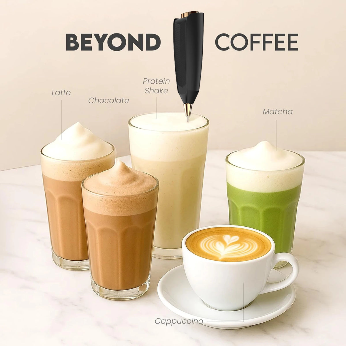 Handheld Electric Milk Frother Wand with Stand | Coffee Foamer Milk Frother Wand Axl