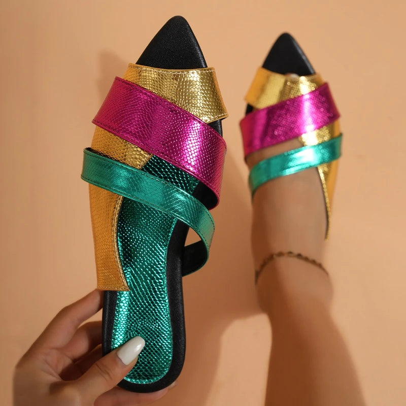 Women's Flat Pointed Toe Slippers – Lightweight Summer Sandals Women's Flat Slippers Axl green 42