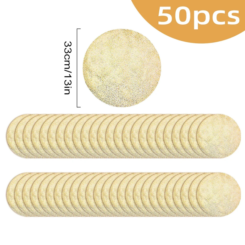 Disposable Gold Foil Round Placemats 13 Inch – Party Table Mats Disposable Placemats Axl 50PCS B-1 33CM Round